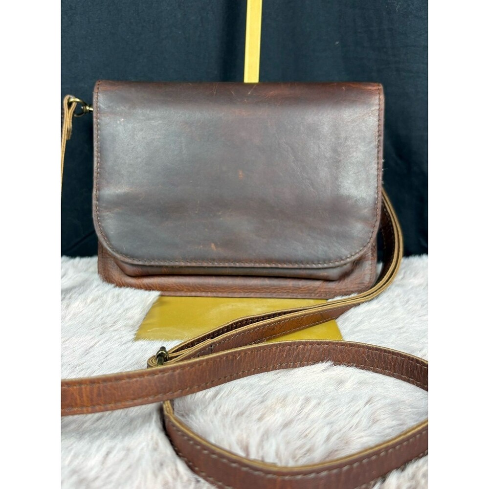 Men’s Genuine Leather RFID Crossbody Organizer Bag Brown Adjustable Strap